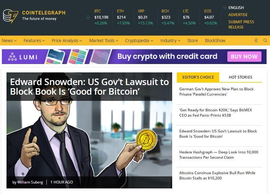 海外区块链媒体CoinTelegraph